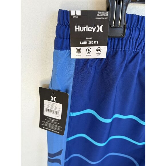 Hurley Mens Blue Striped Volley Swim Shorts Size L - Picture 4 of 7
